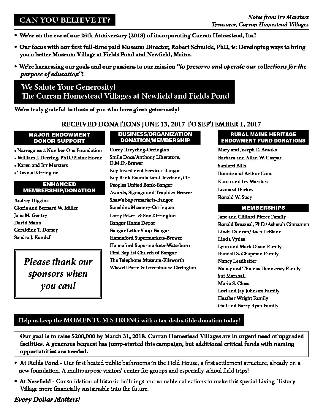 September 2017 Newsletter_Donations