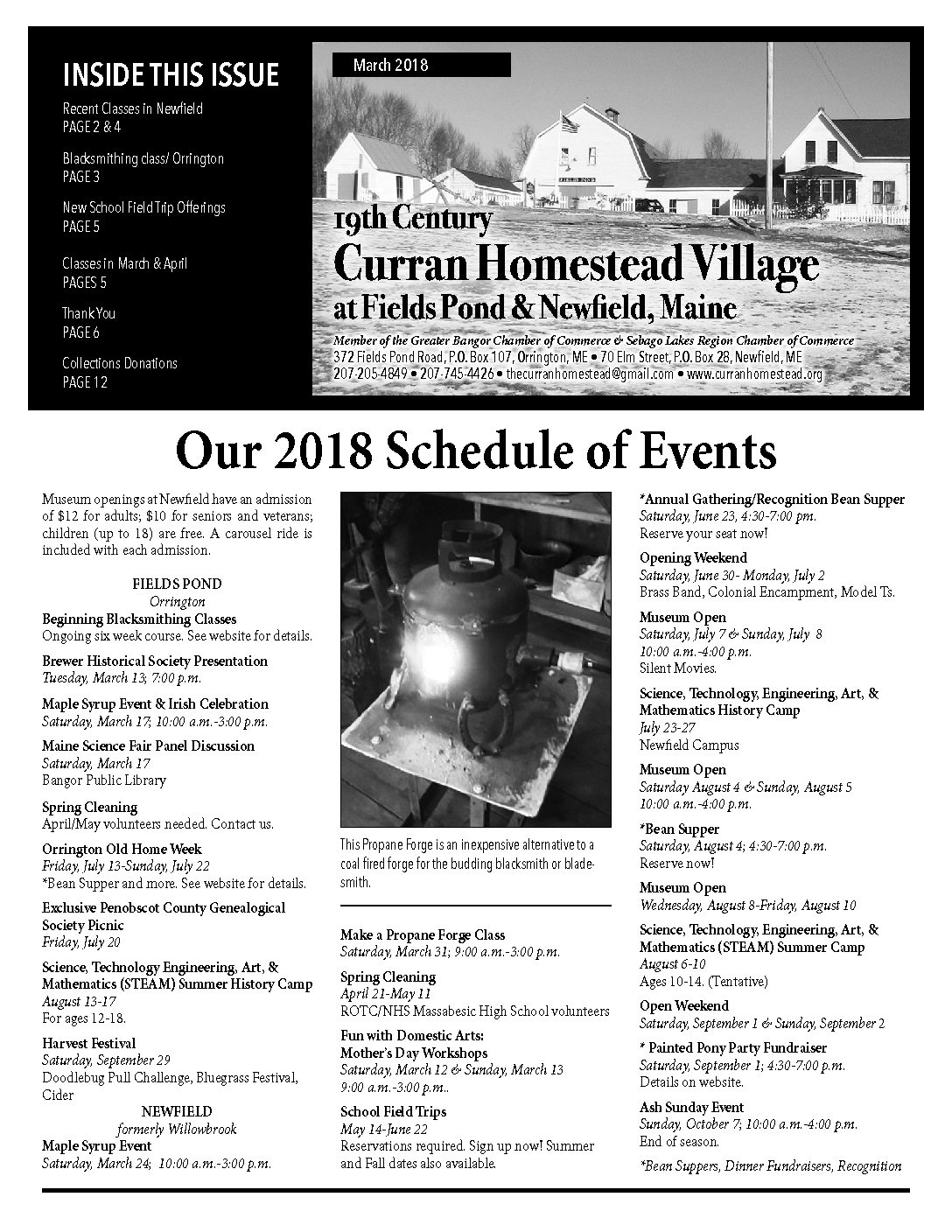 March, 2018, Curran Homestead Village Newsletter