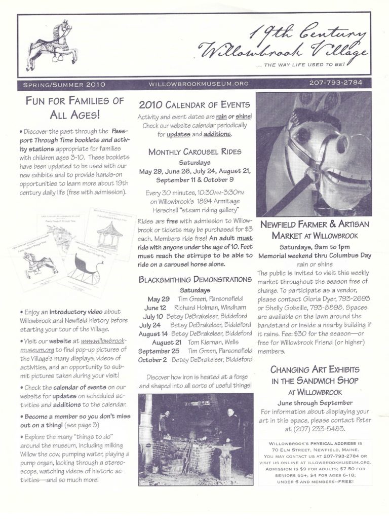 Willowbrook, Newsletter, Spring & Summer 2010, 1
