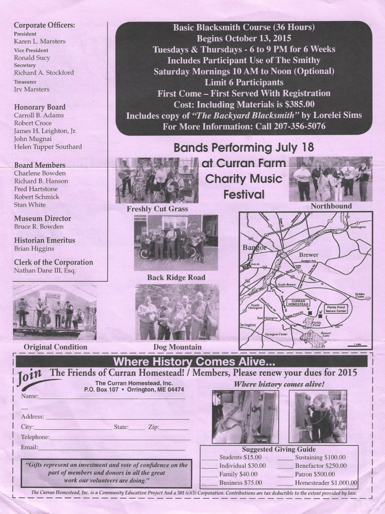 Curran, The Homestead, Newsletter, Summer 2015, 2