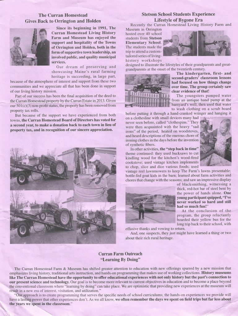 Curran, The Homestead, Newsletter, Summer 2015, 3